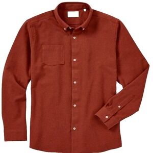 Mens Size M - Linksoul Button Down Flannel Blood Orange Heather Shirt MSRP $110